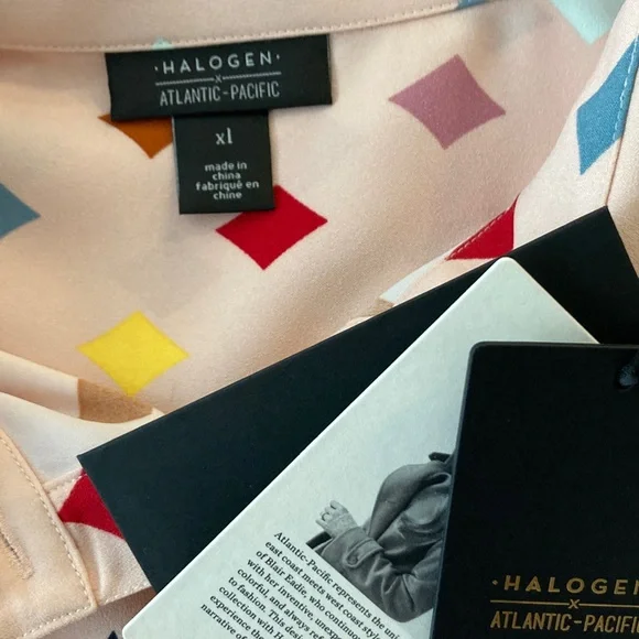 NWT Halogen Multicolor Diamond Print Blouse Women Size XL - Picture 6 of 11